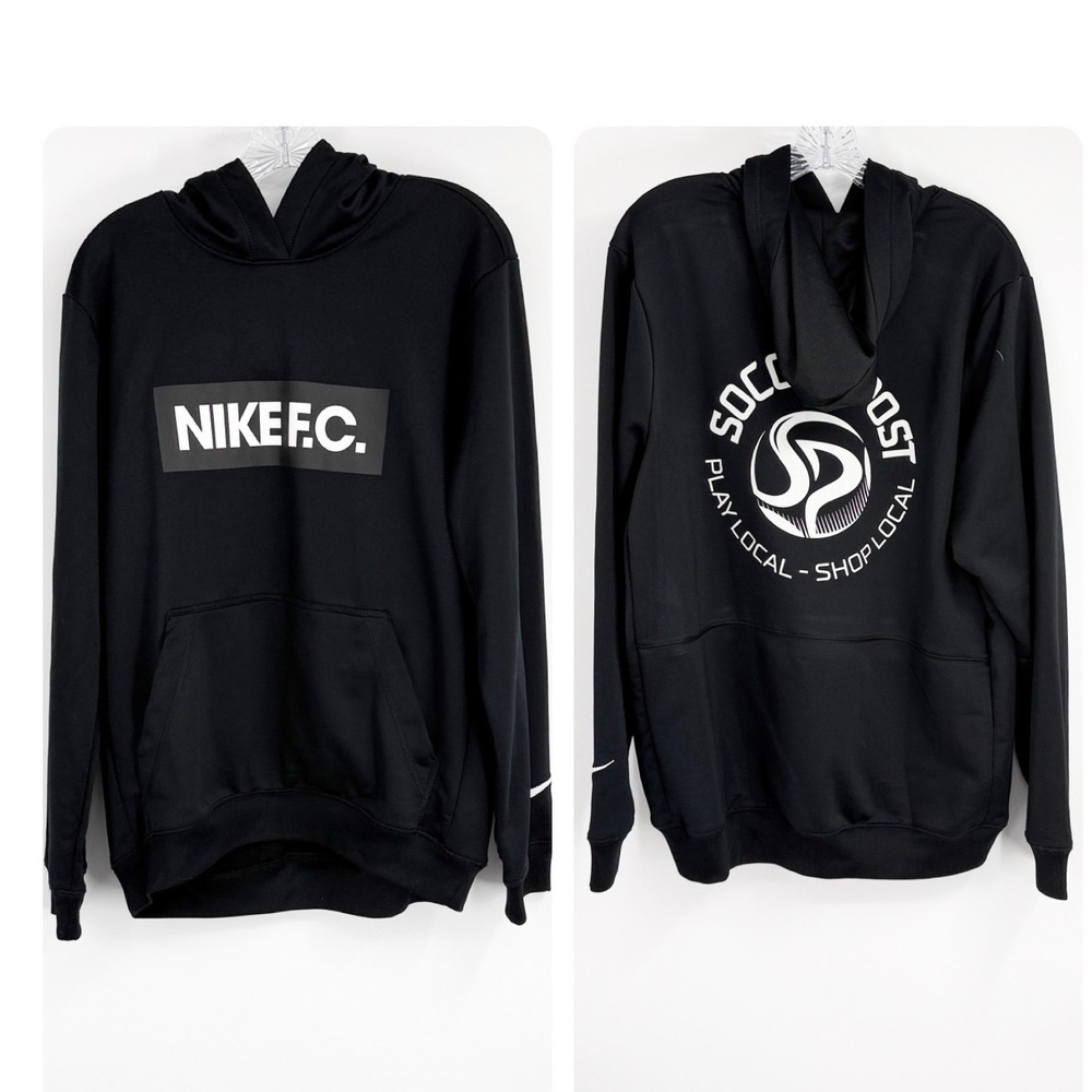 Nike FC Dri-FIT Soccer Hoodie Mens Large Black Pullover Soccer Post DC9075-010